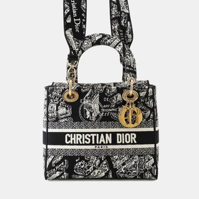 Pre-owned Dior Lady Dee Light Black/white Canvas Size Medium