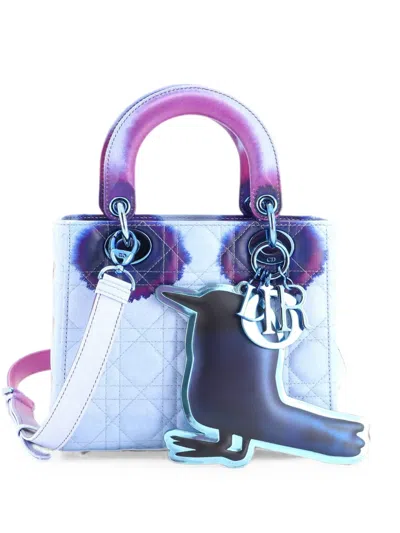 Pre-owned Dior Lady  Art Bag Limited Edition Francoise Petrovitch Cannage Quilt Leather Small Satchel In Blue
