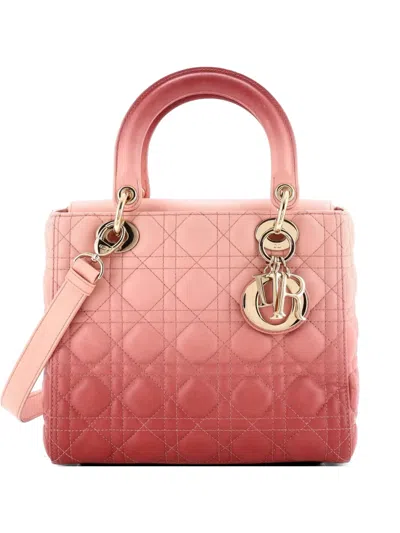 Pre-owned Dior Lady  Bag Cannage Quilt Gradient Lambskin Medium Satchel In Pink