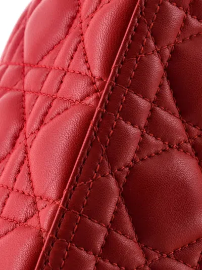 Pre-owned Dior Lady  Bag Cannage Quilt Lambskin Medium Satchel In Red
