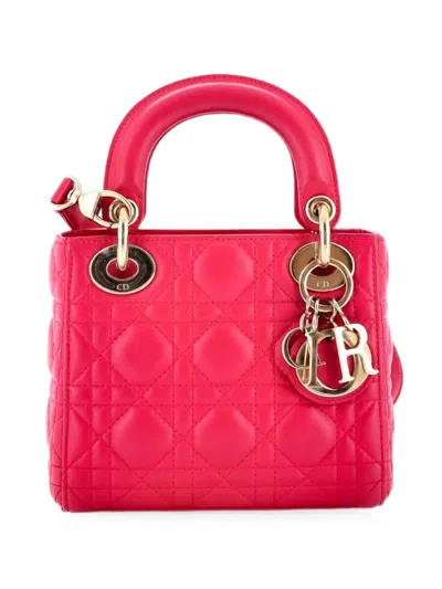 Pre-owned Dior Lady  Bag Cannage Quilt Lambskin Mini Satchel In 粉色