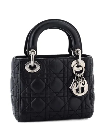 Pre-owned Dior Lady  Bag Cannage Quilt Lambskin Mini Satchel In Black