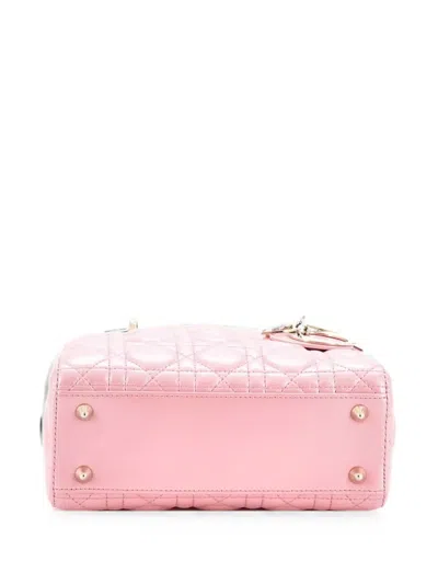Pre-owned Dior Lady  Bag Iridescent Cannage Quilt Lambskin Small Shoulder Bag In Pink