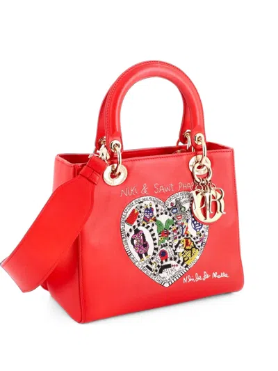 Pre-owned Dior Lady  Bag Limited Edition Niki De Saint Phalle Embroidered Leather Medium Satchel In Multicolour