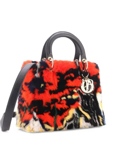 Pre-owned Dior Lady  Bag Limited Edition Printed Mink Medium Satchel In Multicolour