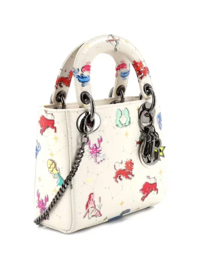 Pre-owned Dior Lady  Bag Pixel Zodiac Printed Calfskin Mini Shoulder Bag In Neutral
