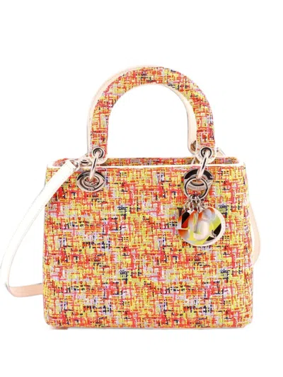 Pre-owned Dior Lady  Bag Tweed Medium Satchel In Multicolour