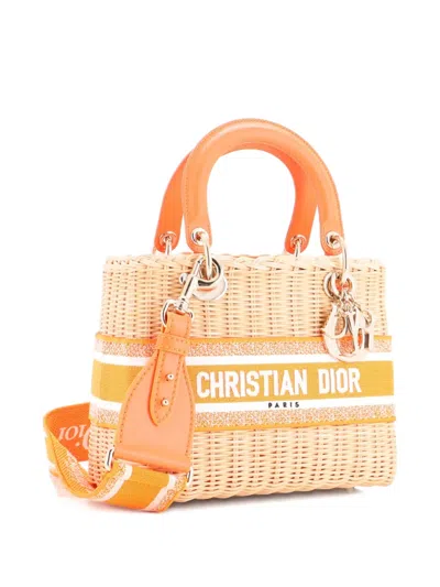Pre-owned Dior Lady  Bag Wicker And Oblique Canvas Medium Tote Bag In Neutral