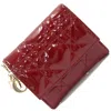DIOR DIOR LADY DIOR BURGUNDY PATENT LEATHER WALLET  (PRE-OWNED)