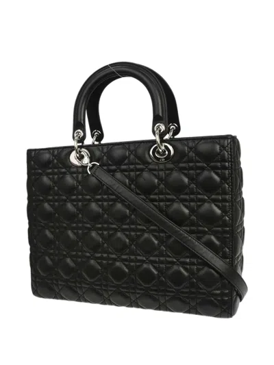 Pre-owned Dior Lady  Cannage 2way Tote Bag In Black