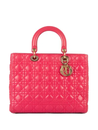 Pre-owned Dior Lady  Cannage-leather Handbag In Pink