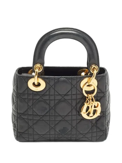 Dior Lady  Cannage Mini Tote Bag In Black
