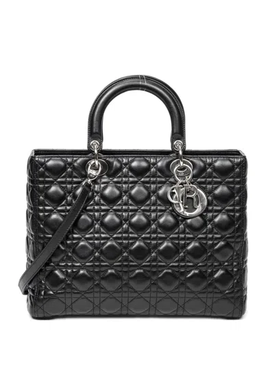 Pre-owned Dior Lady  Cannage Tote Bag In Black