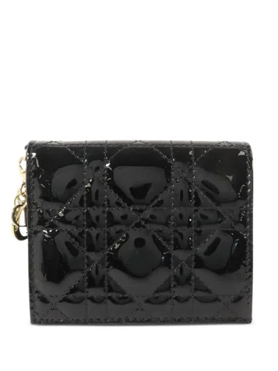 Pre-owned Dior Lady  Cannage Wallet In Black