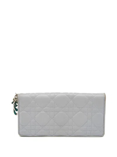 Pre-owned Dior Lady  Cannage Wallet In Blue