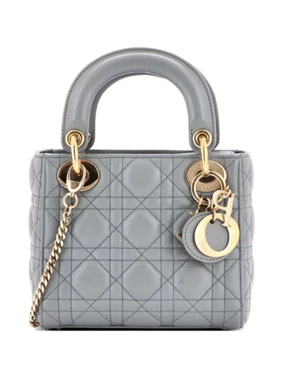 Pre-owned Dior Lady  Chain Bag Cannage Quilt Lambskin Mini Satchel In Green
