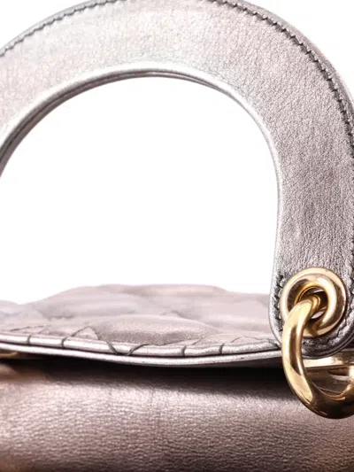 Pre-owned Dior Lady  Chain Bag Cannage Quilt Lambskin Mini Satchel In Metallic