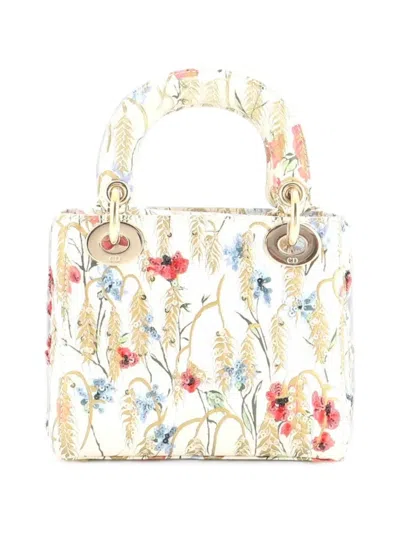 Pre-owned Dior Lady  Chain Bag Embroidered Printed Calfskin Mini Satchel In Multicolour