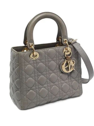 Pre-owned Dior Lady  Charm-detail Tote Bag In Gray