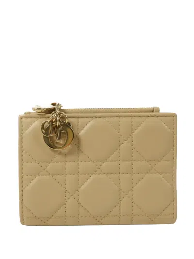 Pre-owned Dior Lady  Dahlia Wallet In Neutral