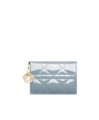 Dior Lady  Flip Card Bag In Blue