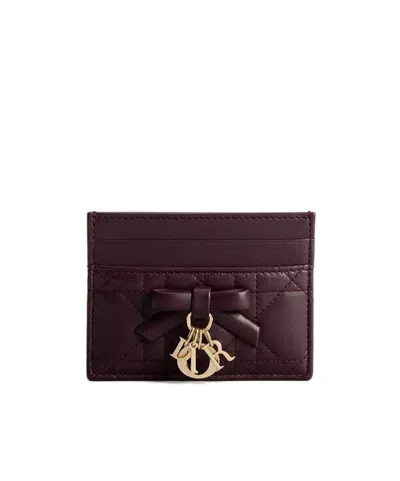 Dior Lady  Freesia Card Holder In Burgundy