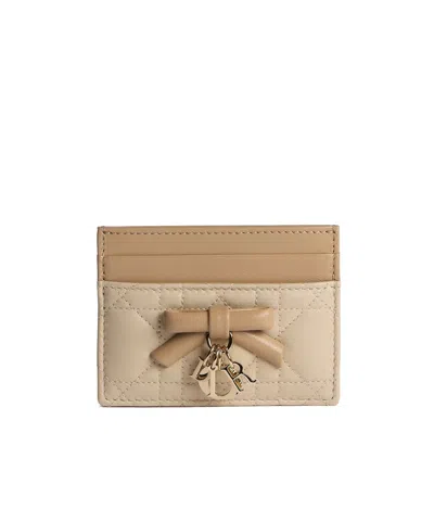 Dior Lady  Freesia Card Holder In Two-color Windbreaker And Biscuit Color