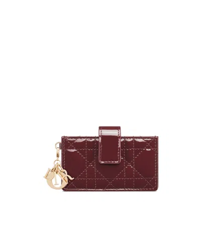 Dior Lady  Jasmine Card Holder In Dahlia Red