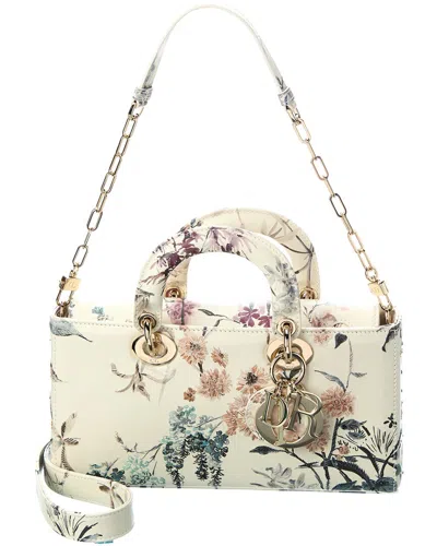 Dior Lady  Joy Medium Leather Shoulder Bag In Neutral