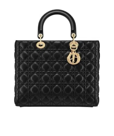 Dior Black Cannage Leather Lady  Ghw Medium (authentic )