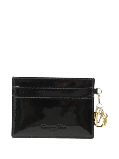 Pre-owned Dior Lady  Leather Card Case In Black