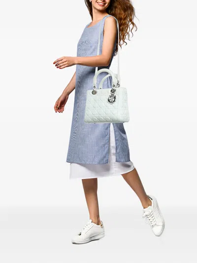 Pre-owned Dior Lady  Leather Tote Bag In Green