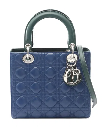 Pre-owned Dior 2010s Lady  Canage Leather Tote Bag In Blue