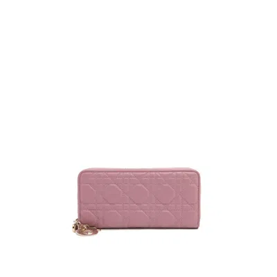 Dior Lady  Leather Wallet Women In Pink