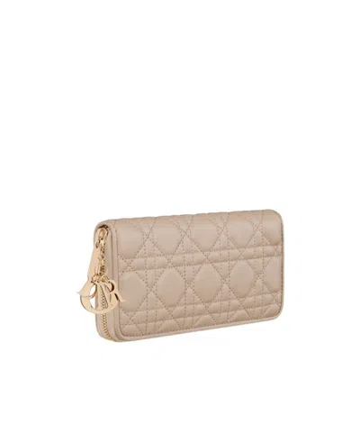 Dior Lady  Long Wallet In Warm Taupe