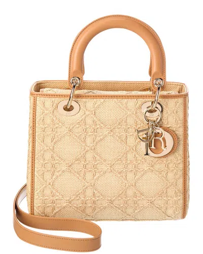 Dior Lady  Medium Raffia & Leather Tote
