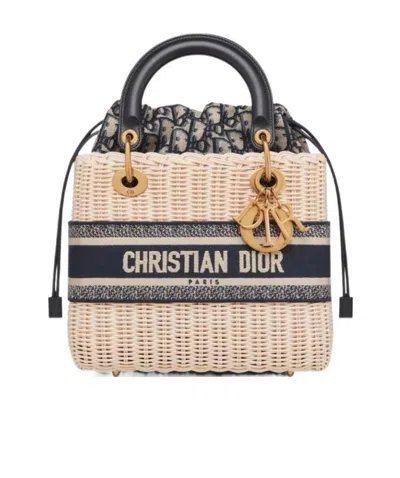 Dior Lady  Medium Wicker Handbag In Nude