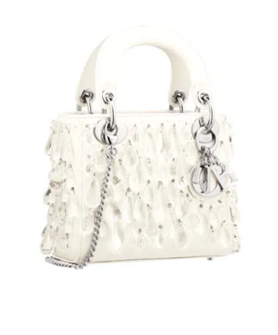 Dior Lady  Mi Lambskin Handbag In White