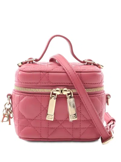Pre-owned Dior Lady  Micro Vanity Canage Tote Bag In Pink