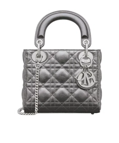 Dior Lady  Mini Tote In Gray
