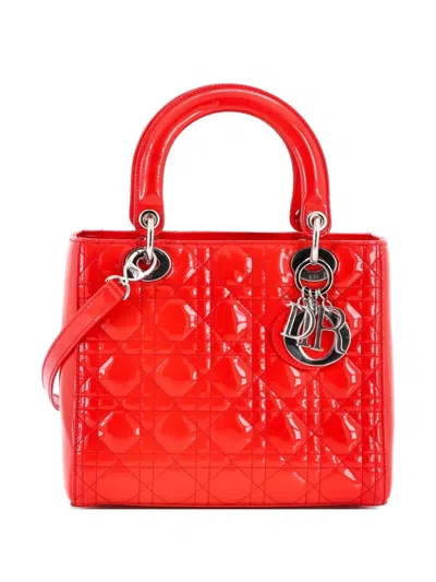 Pre-owned Dior Lady  Nm Bag Cannage Quilt Patent Medium Satchel