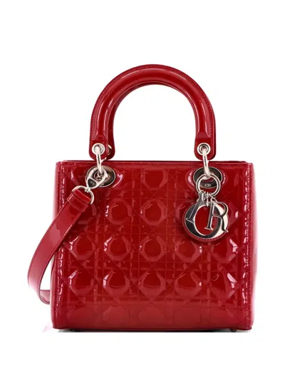 Pre-owned Dior Lady  Nm Bag Cannage Quilt Patent Medium Satchel