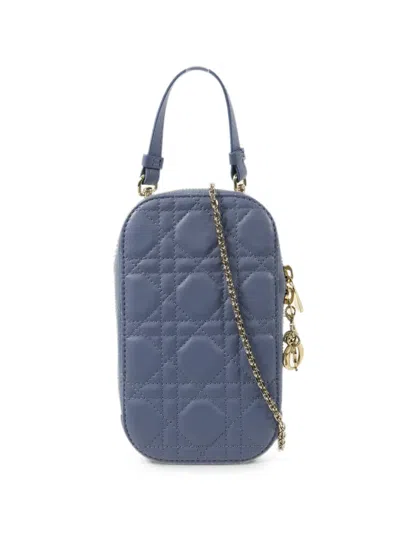 Pre-owned Dior Lady  Phone Holder Bag In Blue