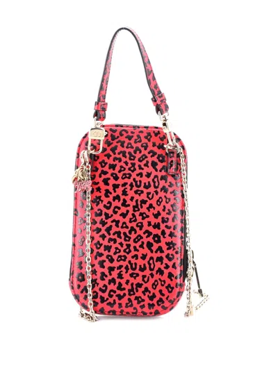 Pre-owned Dior Lady  Phone Holder On Chain Printed Leather Crossbody Bag In Black