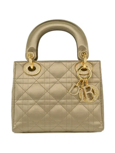 Pre-owned Dior Lady  Rhinestone-details Handbag In Gold