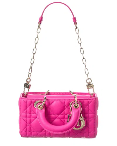 Dior Lady  Small Leather Tote In Pink