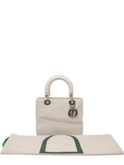 Pre-owned Dior Lady  Top Handle Bag In White