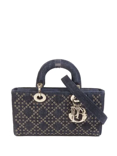 Pre-owned Dior Lady D-joy Two-way Denim Handbag In Blue