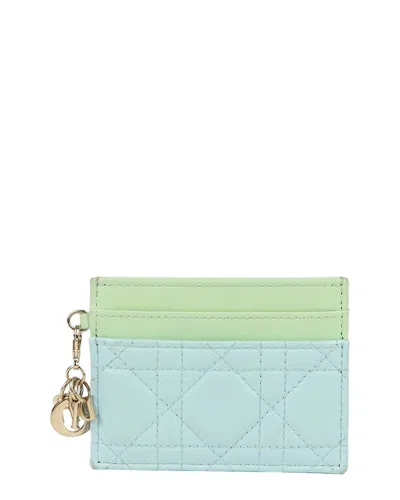 Dior Lady Freesia Card Holder (authentic Pre-loved) In Blue