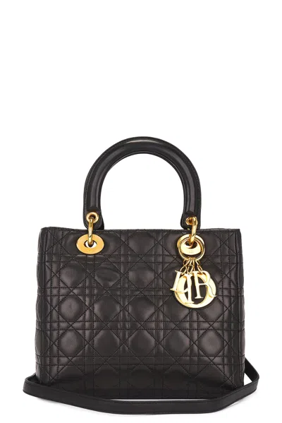 Dior Lady Lambskin Handbag In Black